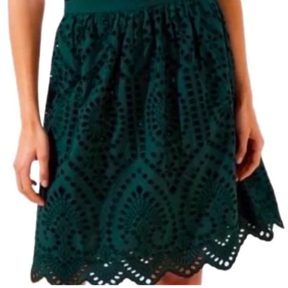 NWT petite Ann Taylor Loft cotton eyelet skirt in hunter green - Picture 2 of 8